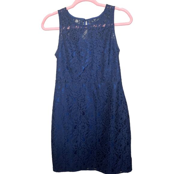 J.Crew Navy blue lace sleeveless dress semi sheer lined size 2 - Picture 1 of 5